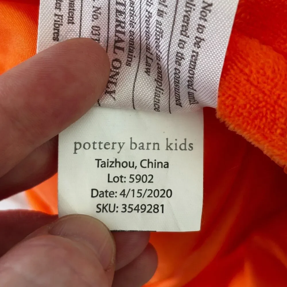 Pottery Barn Kids Size 4-6 Plush Pumpkin Halloween Costume Hat Jack O Lantern - Picture 5 of 10